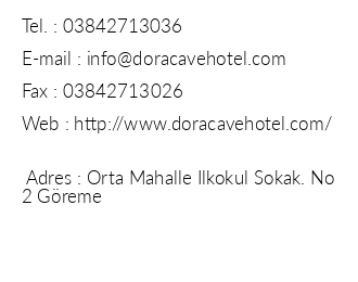 Dora Cave Hotel iletiim bilgileri